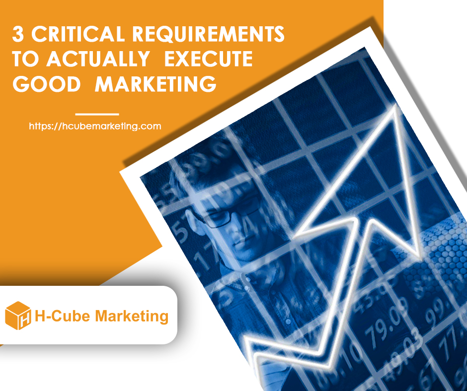 3 critical requirements to actually execute good marketing. H-cube Marketing.